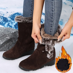 【35-42】Damskie buty śnieżne na koturnie z wełnianą wyściółką，Antypoślizgowe i ciepłe, idealne na deszczową i śnieżną pogodę.