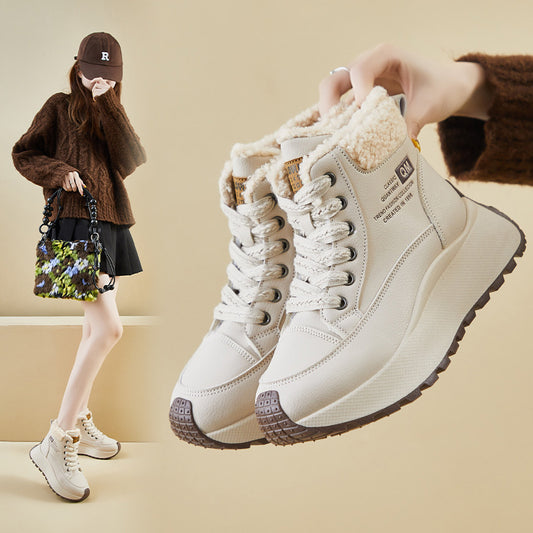 🔥[35-40]🥰Damskie zimowe buty sportowe – wysokie, futrzane i ciepłe, z grubą, antypoślizgową podeszwą