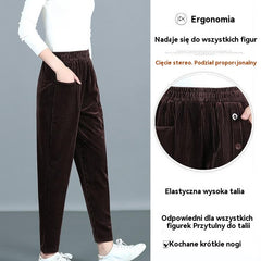 💕【XL-5XL】Aksamitne spodnie damskie zapinane na guziki