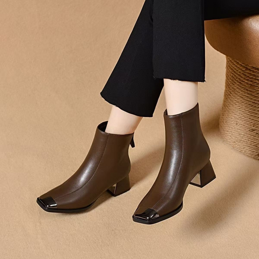 【35-40】Nowe botki na obcasie i kwadratowym nosku z 2026 roku, wygodne w noszeniu, stylowe i eleganckie