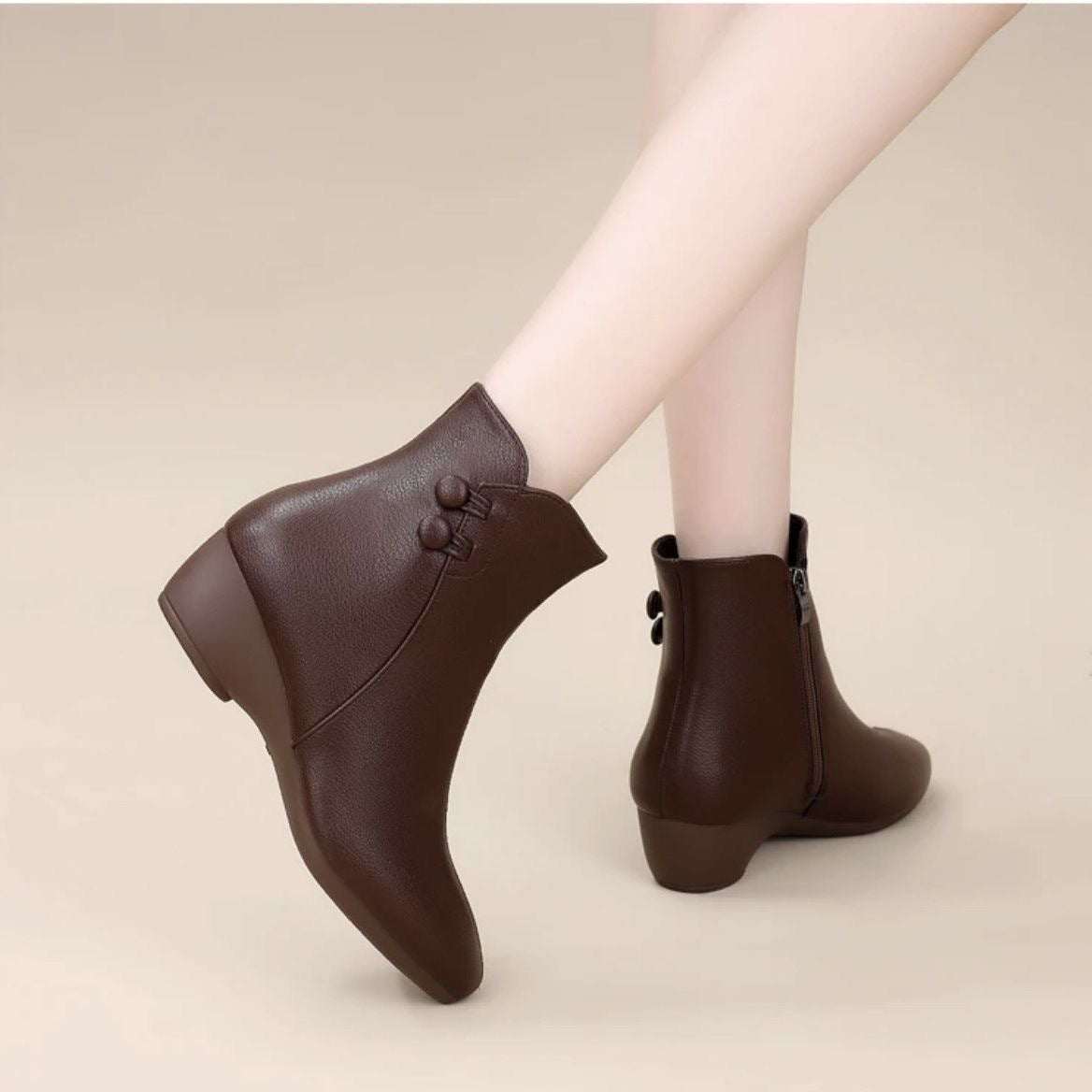 👢❄️【35-40】Cizme la modă pentru femei din piele de miel, pantofi din piele naturală cu căptușeală de catifea