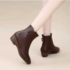 👢❄️【35-40】Cizme la modă pentru femei din piele de miel, pantofi din piele naturală cu căptușeală de catifea