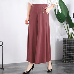 ❤️【M-5XL】 Nowe damskie letnie szerokie nogawki Ice Silk Cropped Pants，Moda  na co dzień