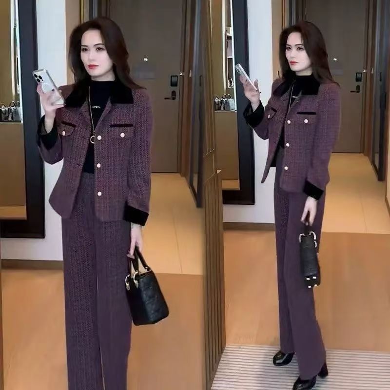 🔥😍30% zniżki! 【M-4XL】Nowoczesny damski garnitur z szerokimi spodniami - modelujący i modelujący sylwetkę, zestaw 2 w 1