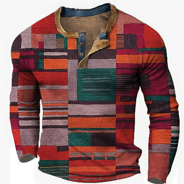 😍30% zniżki! 【S-4XL】Męska koszulka polo z długim rękawem i nadrukiem Koszulka polo z długim rękawem