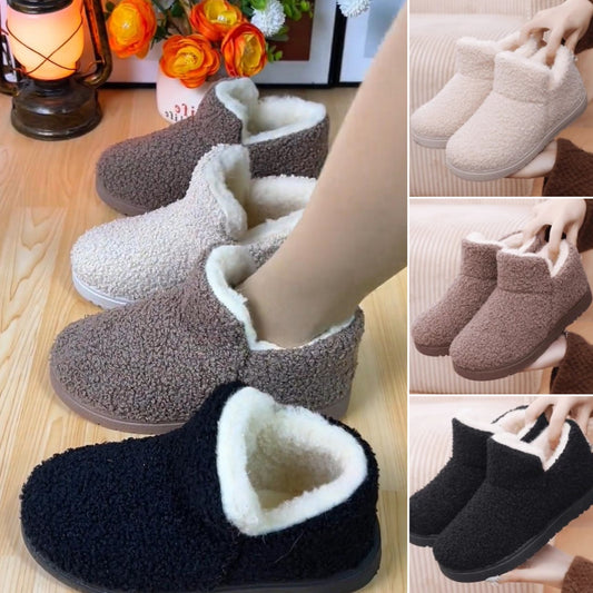 【35-41】 Ciepłe płaskie buty śnieżne wykonane z wełny i aksamitu