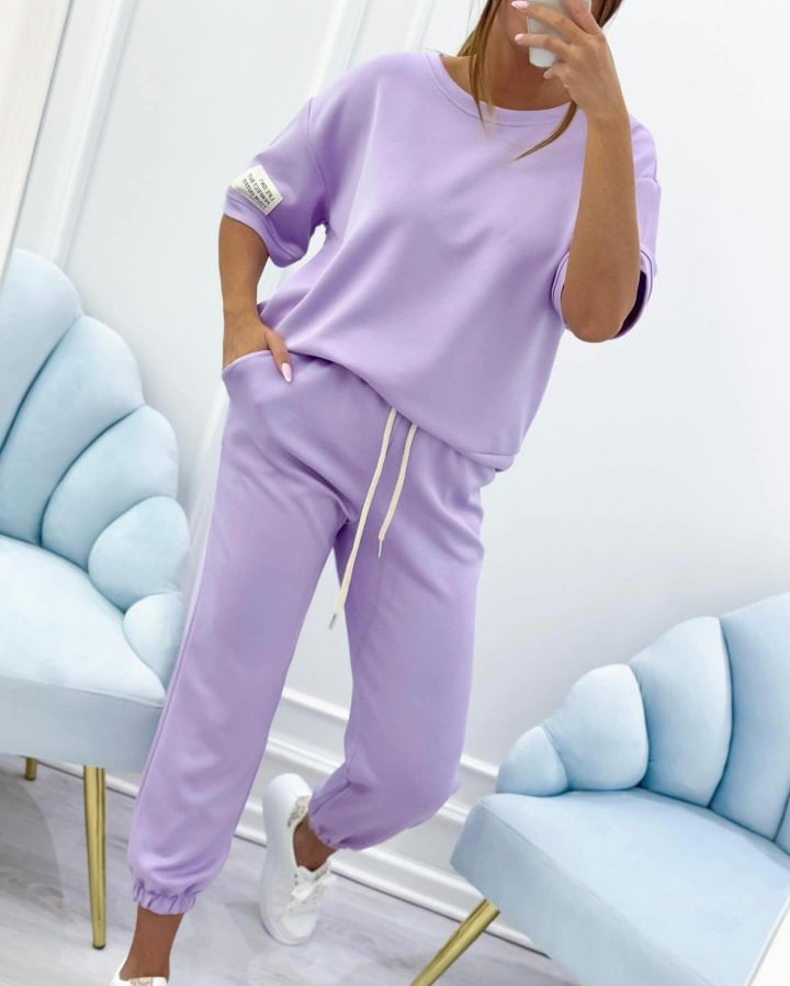 ⏳ 【S-5XL】Oferta ograniczona czasowo! ⏰Damski zestaw casualowy z jednolitym topem i spodniami