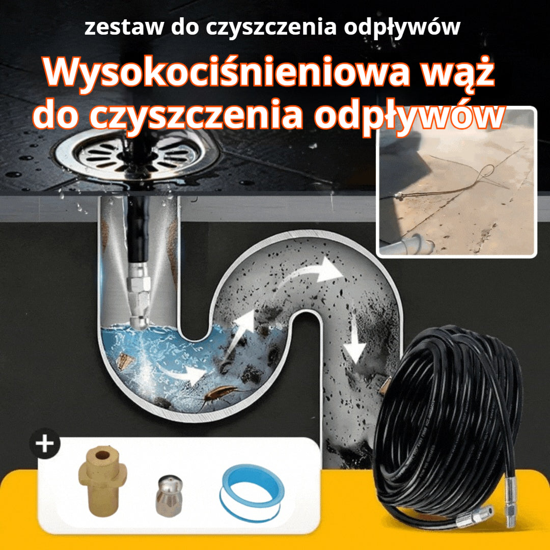 🔗 Narzędzie do czyszczenia rur z możliwością podłączenia do myjki samochodowej 🚰 Czyścik odpływu do łazienki/kuchni 🧹 Strumień wody pod wysokim ciśnieniem do szybkiego udrażniania, odporny na ciśnienie i szczelny 💧 Niezbędny w każdym domu