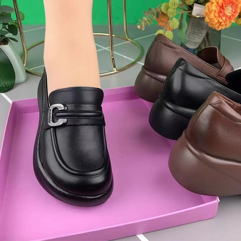 🏆😍30% zniżki!【35-41】Buty skórzane na platformie, z okrągłym noskiem, w stylu retro, wygodne i miękkie, mały rozmiar, zalecamy zakup o jeden rozmiar większego.