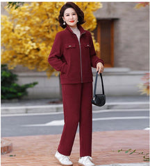 🔴💥Damski, swobodny komplet z aksamitu (M-4XL), stylowy i prosty design (marynarka + spodnie)