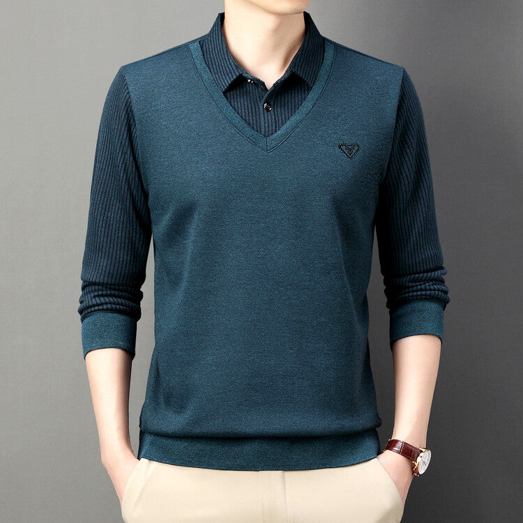 🔥【M-4XL】Męska koszulka polo na jesień i zimę z kołnierzykiem, długim rękawem, dwuczęściowa, męska koszulka polo w średnim i starszym wieku