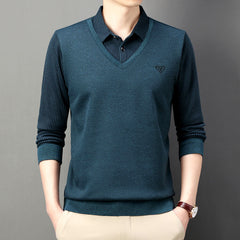 🔥【M-4XL】Męska koszulka polo na jesień i zimę z kołnierzykiem, długim rękawem, dwuczęściowa, męska koszulka polo w średnim i starszym wieku