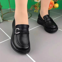 🏆😍30% zniżki!【35-41】Buty skórzane na platformie, z okrągłym noskiem, w stylu retro, wygodne i miękkie, mały rozmiar, zalecamy zakup o jeden rozmiar większego.