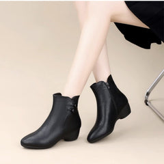 👢❄️【35-40】Cizme la modă pentru femei din piele de miel, pantofi din piele naturală cu căptușeală de catifea