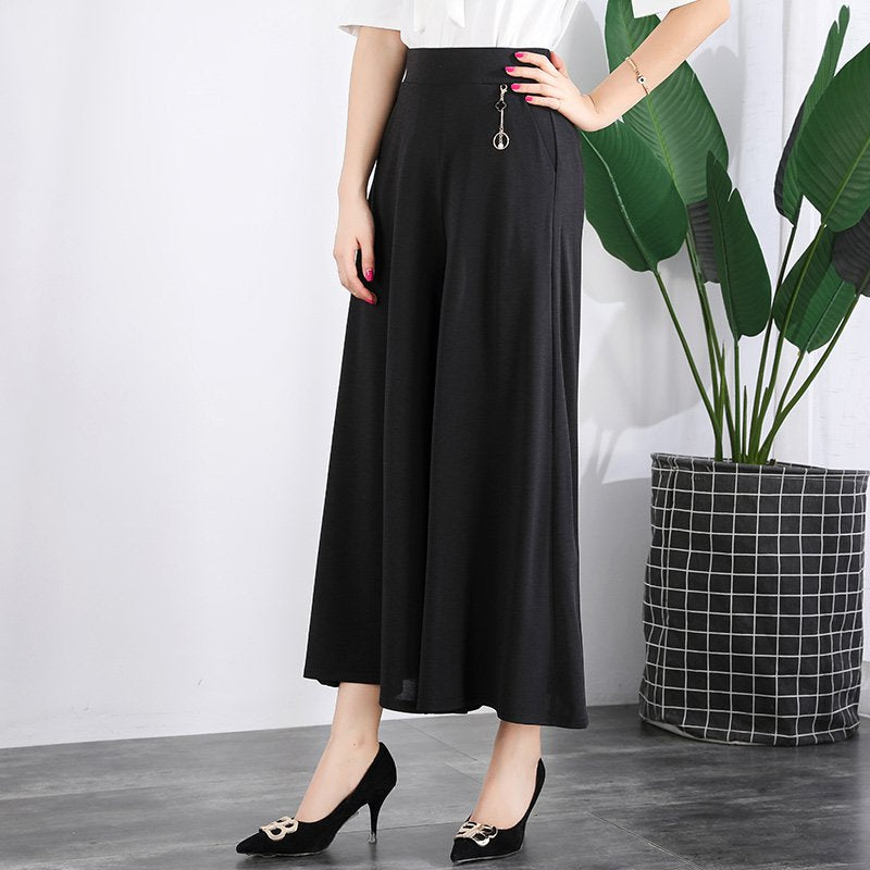 ❤️【M-5XL】 Nowe damskie letnie szerokie nogawki Ice Silk Cropped Pants，Moda  na co dzień