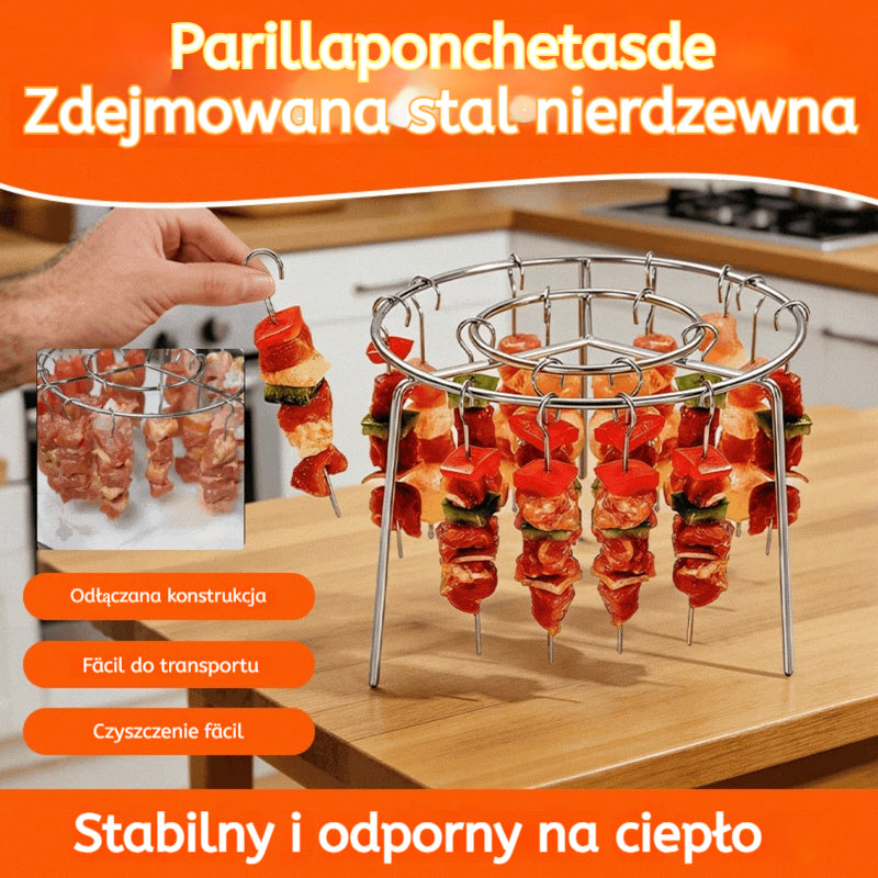 😍30% zniżki!【Grill + 24 szaszłyki】Wyjmowany ruszt do grilla, okrągły wiszący ruszt do grilla ze stali nierdzewnej