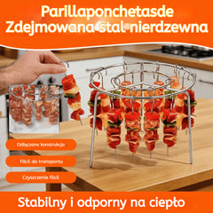 😍30% zniżki!【Grill + 24 szaszłyki】Wyjmowany ruszt do grilla, okrągły wiszący ruszt do grilla ze stali nierdzewnej