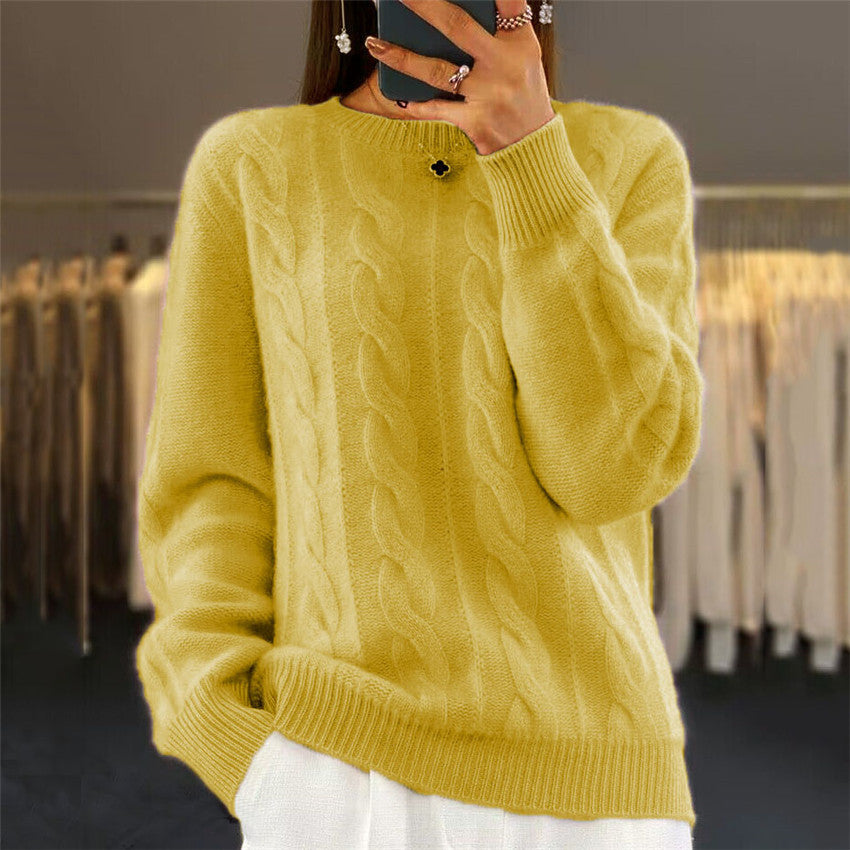 🔥✨【S-XL】2026 jesienno-zimowy nowy sweter z okrągłym dekoltem, jednokolorowy sweter w stylu retro, sweter z dzianiny