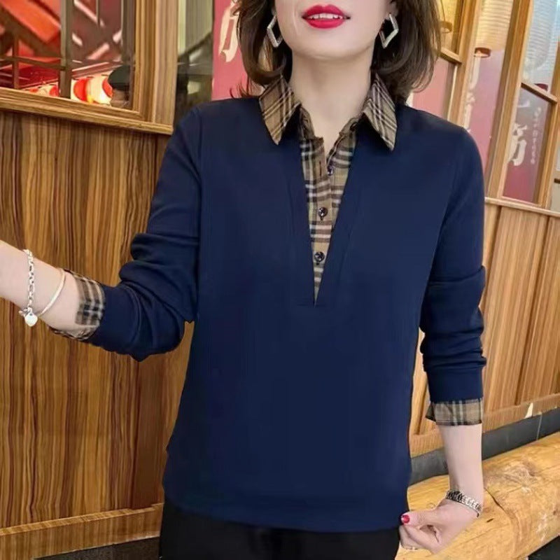 😍30% zniżki! 【M-5XL】2026 Nowa jesienna modna fałszywa dwuczęściowa koszula w kratę