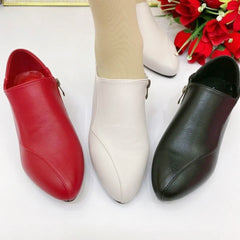 【35-40】 Modne damskie buty na niskim obcasie z miękkiej skóry