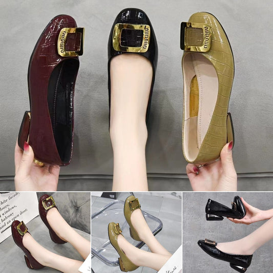【35-41】2026 Nowe damskie buty na grubym obcasie z miękkiej skóry