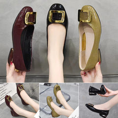 【35-41】2026 Nowe damskie buty na grubym obcasie z miękkiej skóry