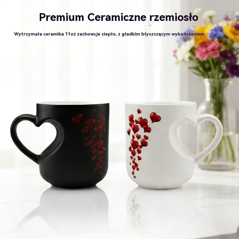 📢📢50% zniżki!!! ⏰ Ceramiczny kubek na Walentynki z uchwytem w kształcie serca, który zmienia kolor💝✨