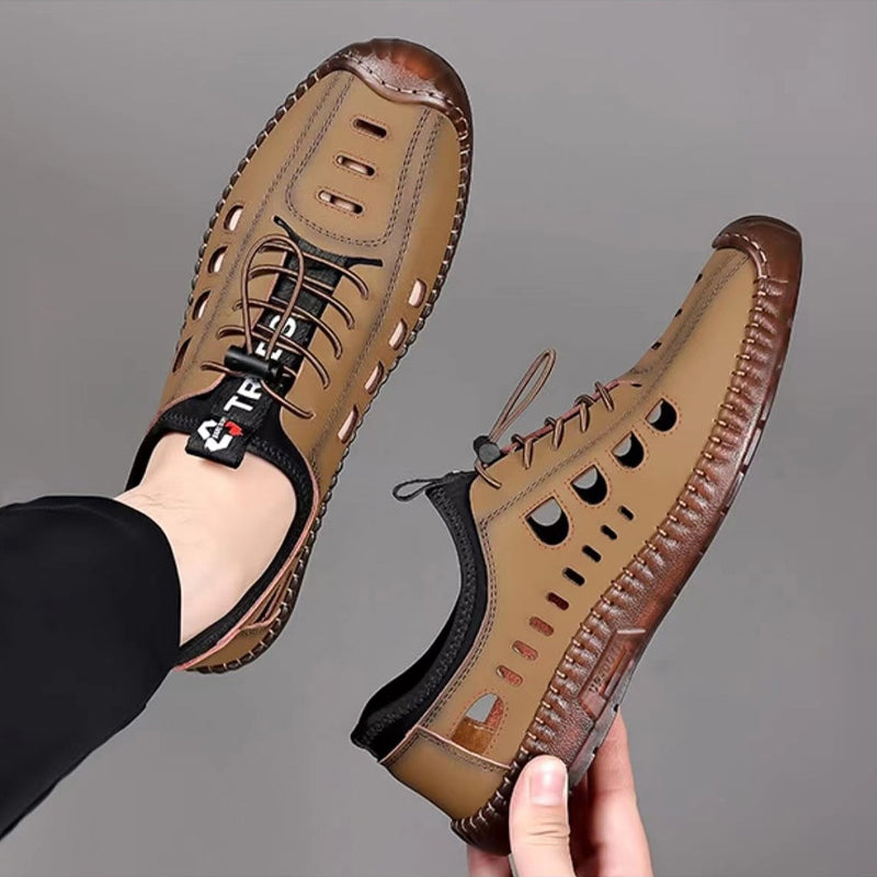🔥Ograniczona ilość🔥✨【Rozmiary 39-44】Męskie buty codzienne z wydrążoną, oddychającą i antypoślizgową cholewką z prawdziwej skóry