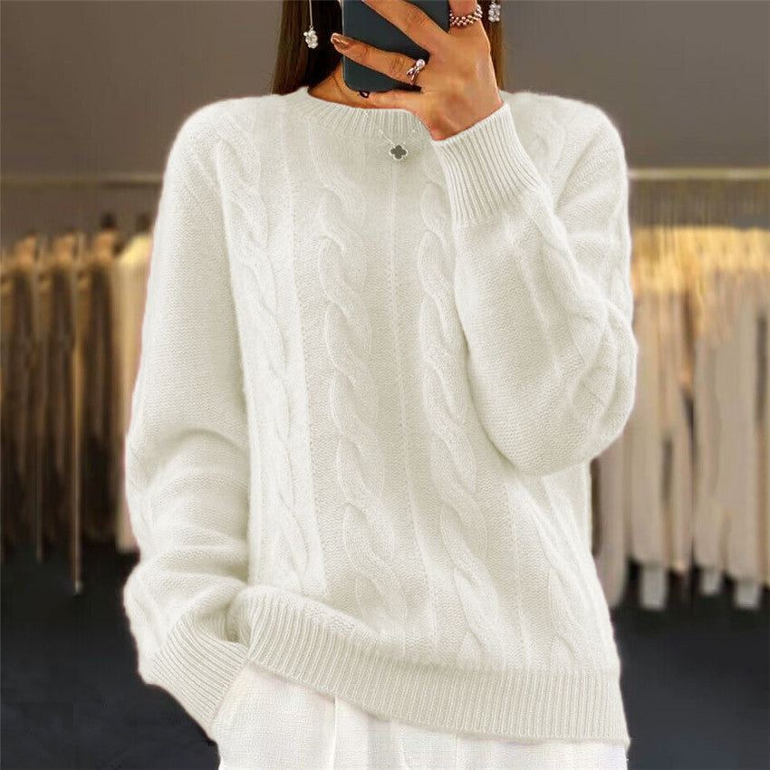 🔥✨【S-XL】2026 jesienno-zimowy nowy sweter z okrągłym dekoltem, jednokolorowy sweter w stylu retro, sweter z dzianiny